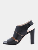 Sandales en cuir à talon - Noir