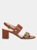 ALBANO - Sandales pour Femmes à talon moyen - Marron et détail motif léopard
