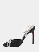 Escarpins en satin à strass - Noir