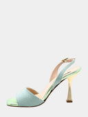 Sandales pailleté à talon - Vert d'eau
