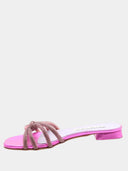 Mules plates en strass - Fuchsia