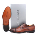 Richelieu Homme en cuir ornée de perforations - Cognac