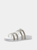 Sandalen met zilveren strasssteentjes - Wit