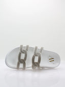 Sandalen met zilveren strasssteentjes - Wit