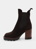 Suede Ankle Boots - Dark Brown