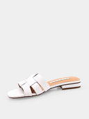 Flat leather mules - White