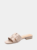 Flat leather mules - Beige