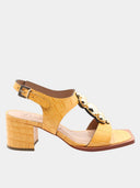 Sandales en cuir à talon - Jaune