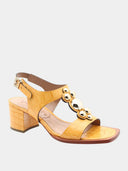 Sandales en cuir à talon - Jaune
