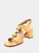 Leren sandalen met hak - Geel