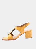 Leren sandalen met hak - Geel