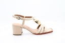 sandales en cuir Vicenza Brulee avec brides en raphia tressé, sandales à talon moyen Vicenza élégantes et confortables, sandales Vicenza femme avec fermeture réglable, chaussures Vicenza en cuir avec semelle rembourrée