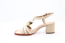 Sandales en cuir en raphia tressé - Crème